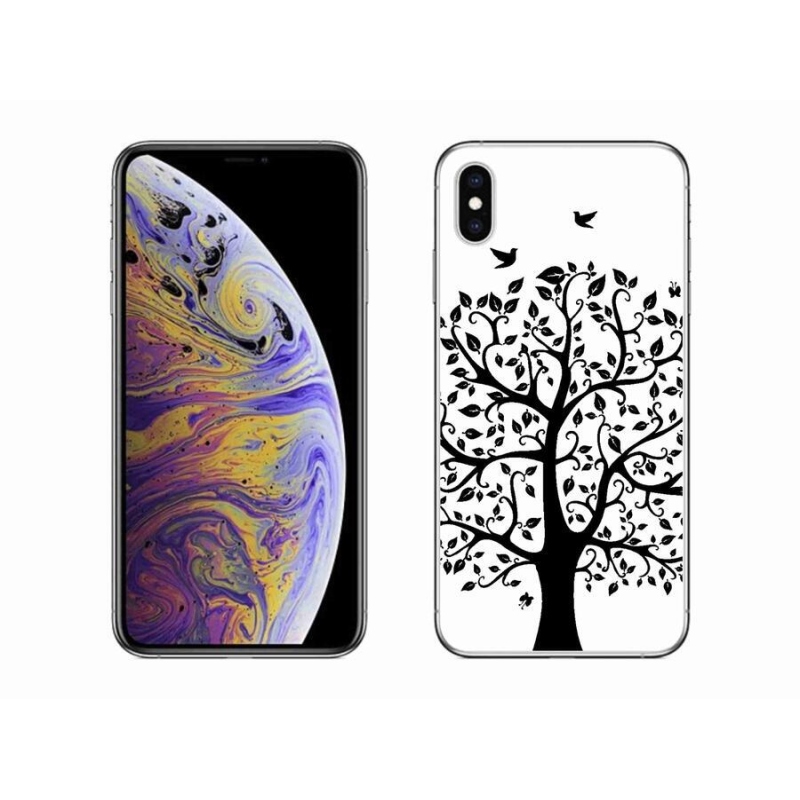 Zselés borítás mmCase iPhone XS Max készülékhez - fekete-fehér fa