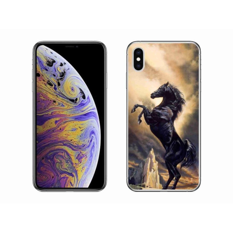 Zselés borítás mmCase iPhone XS Max készülékhez - fekete rajzfilm ló