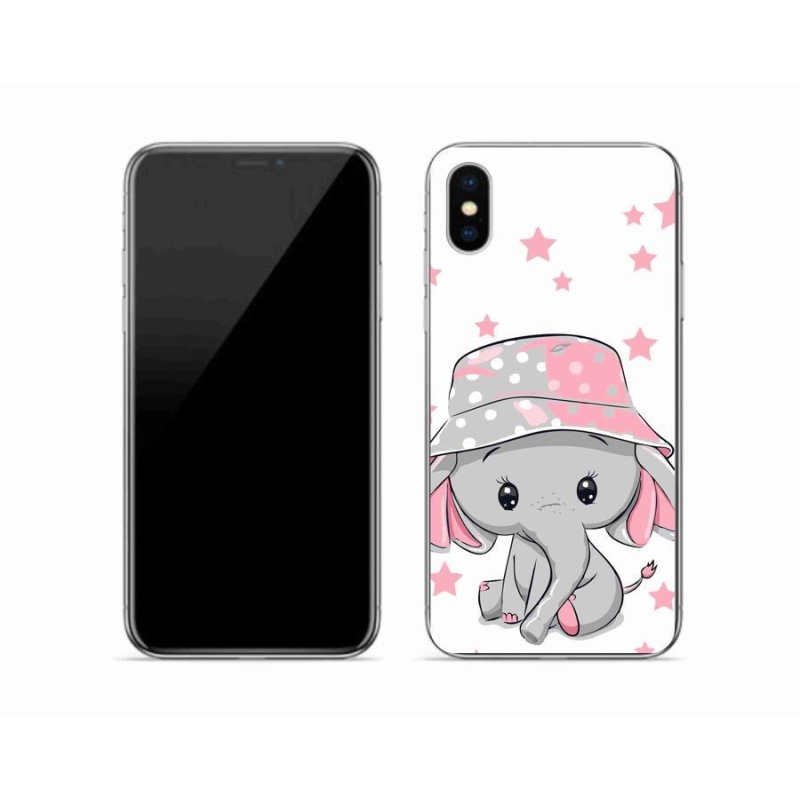 Gél borítás mmCase iPhone XS készülékhez - rózsaszín elefánt