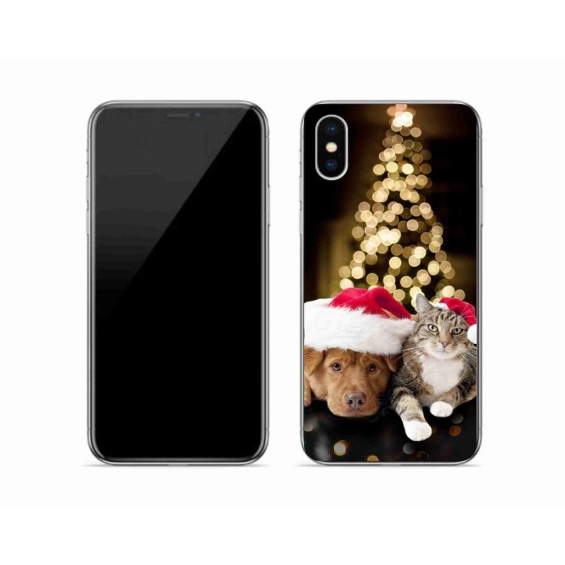 Gél borítás mmCase iPhone XS készülékhez - Karácsonyi kutya és macska