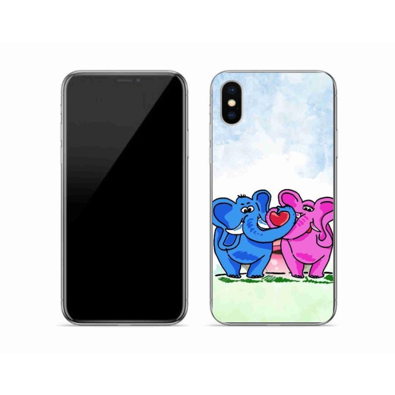 Gél borítás mmCase iPhone XS készülékhez - szerelmes elefántok