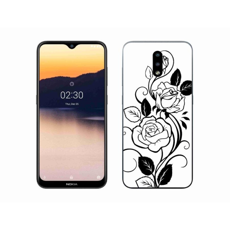 Zselés borítás mmCase a Nokia 2.3 készülékhez - fekete-fehér rózsa