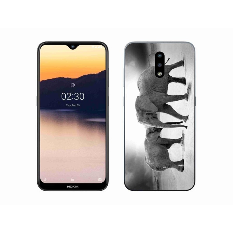 Zselés borítás mmCase a Nokia 2.3 készülékhez - fekete és fehér elefántok