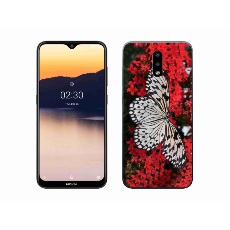 Zselés borítás mmCase mobiltelefonhoz Nokia 2.3 - fekete-fehér pillangó 1