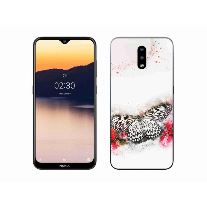 Zselés borítás mmCase a Nokia 2.3 készülékhez - fekete-fehér pillangó