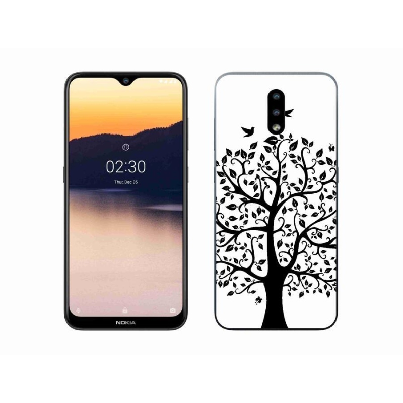 Zselés tok mmCase a Nokia 2.3 készülékhez - fekete-fehér fa