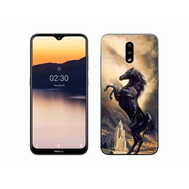 Zselés borítás mmCase a Nokia 2.3 készülékhez - fekete rajzfilm ló