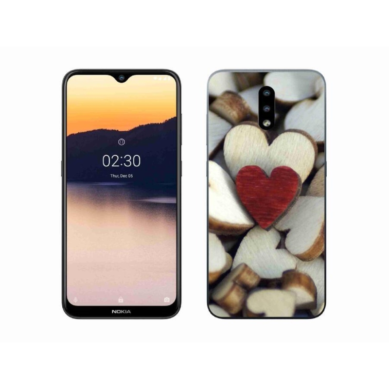 Zselés borító mmCase mobiltelefonhoz Nokia 2.3 - gravírozott piros szív