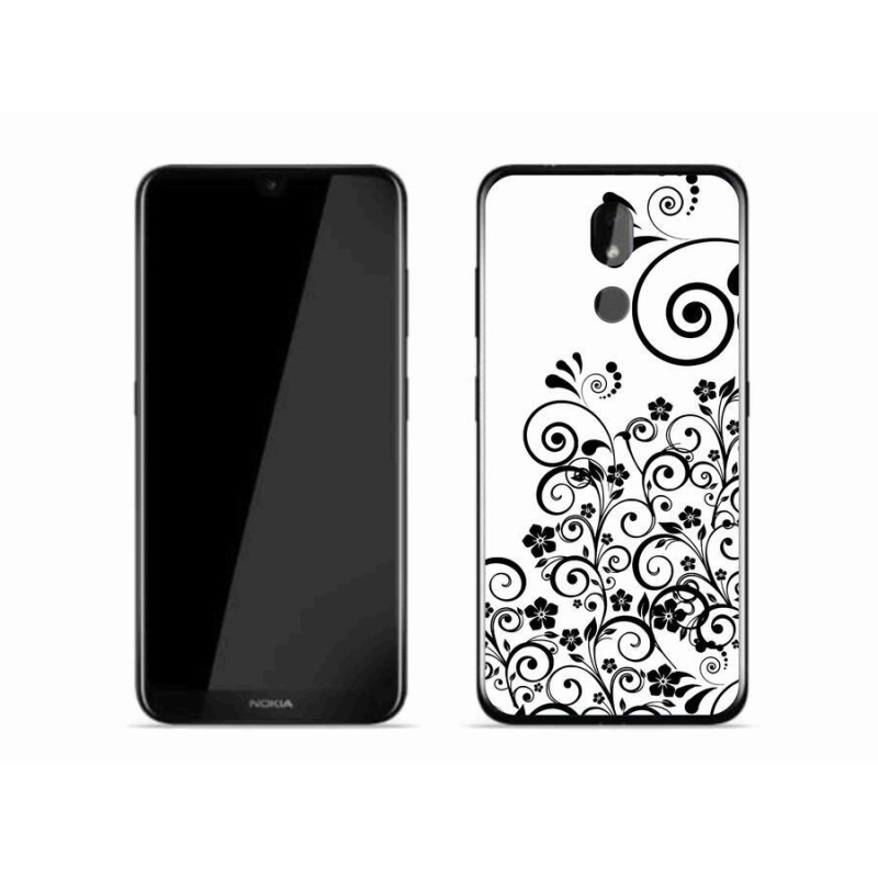 Zselés borítás mmCase mobiltelefonhoz Nokia 3.2 - fekete-fehér virágminták