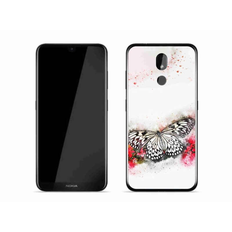 Zselés tok mmCase a Nokia 3.2 készülékhez - fekete-fehér pillangó