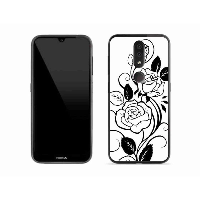 Zselés borítás mmCase a Nokia 4.2 készülékhez - fekete és fehér rózsa