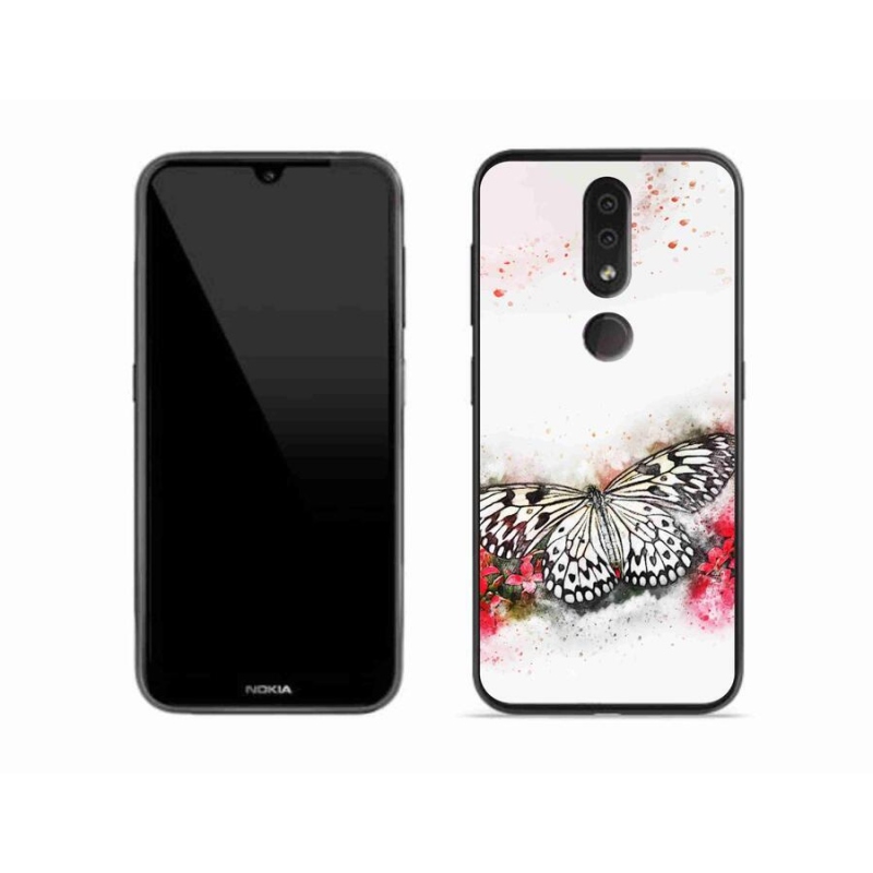 Zselés borítás mmCase a Nokia 4.2 készülékhez - fekete-fehér pillangó