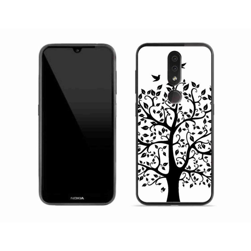 Zselés borítás mmCase a Nokia 4.2 készülékhez - fekete-fehér fa