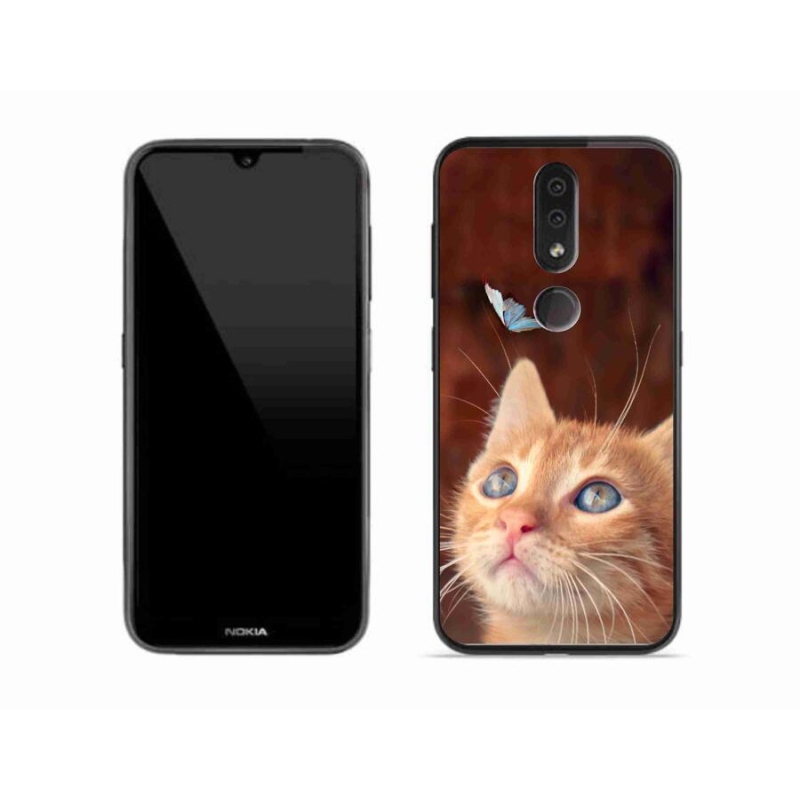 Zselés borító mmCase mobiltelefonhoz Nokia 4.2 - pillangó és cica