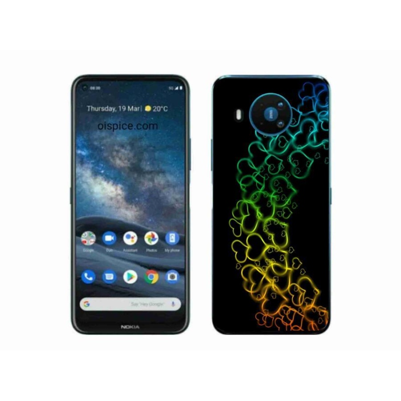 Zselés borítás mmCase mobiltelefonhoz Nokia 8.3 5G - színes szívek