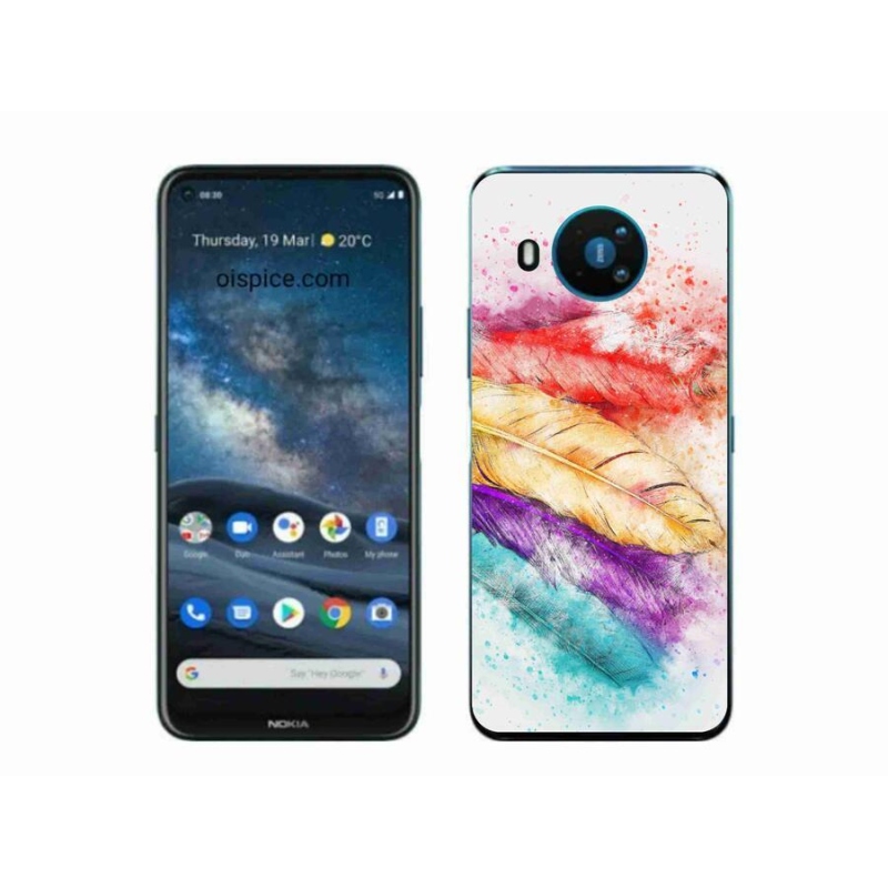 Zselés borítás mmCase mobiltelefonhoz Nokia 8.3 5G - színes tollak