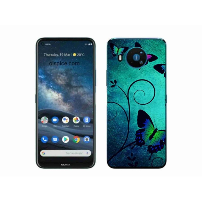 Zselés borító mmCase mobiltelefonhoz Nokia 8.3 5G - színes pillangók