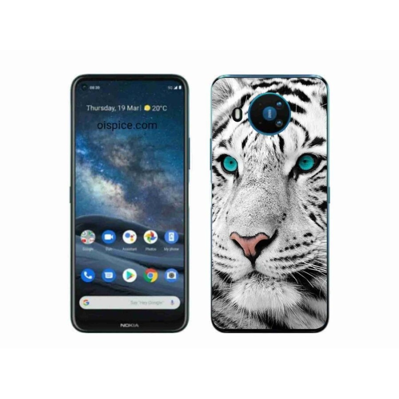 Zselés borítás mmCase a Nokia 8.3 5G készülékhez - fehér tigris