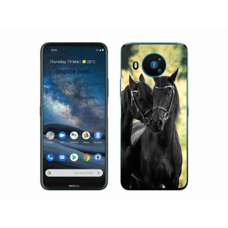 Zselés borítás mmCase a Nokia 8.3 5G készülékhez - két fekete ló