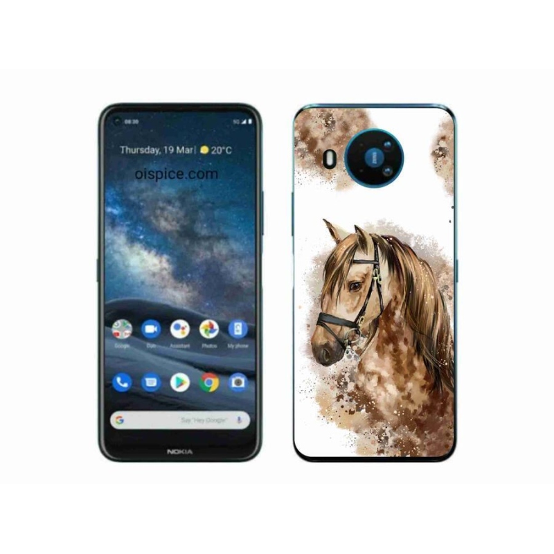 Zselés borító mmCase a Nokia 8.3 5G készülékhez - barna rajzfilm ló
