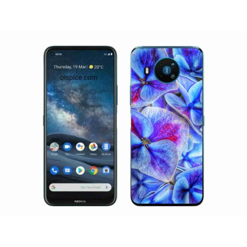 Zselés borítás mmCase a Nokia 8.3 5G készülékhez - kék virágok 1