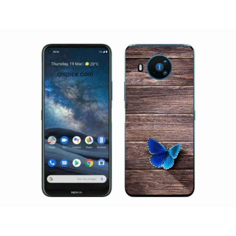 Zselés tok mmCase a Nokia 8.3 5G készülékhez - kék pillangó 1