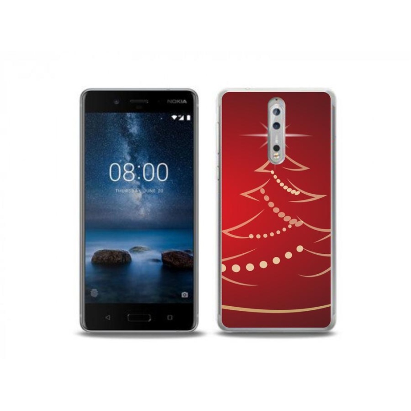 Gél borítás mmCase mobiltelefonhoz Nokia 8 - karácsonyfa karikatúra