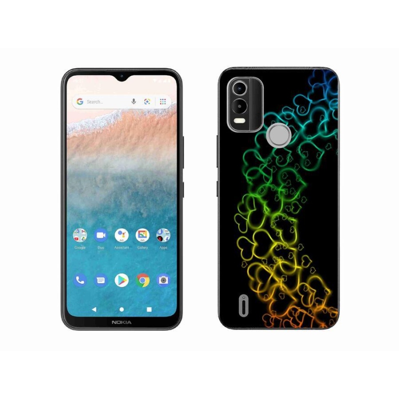 Zselés borítás mmCase mobiltelefonhoz Nokia C21 Plus - színes szívek