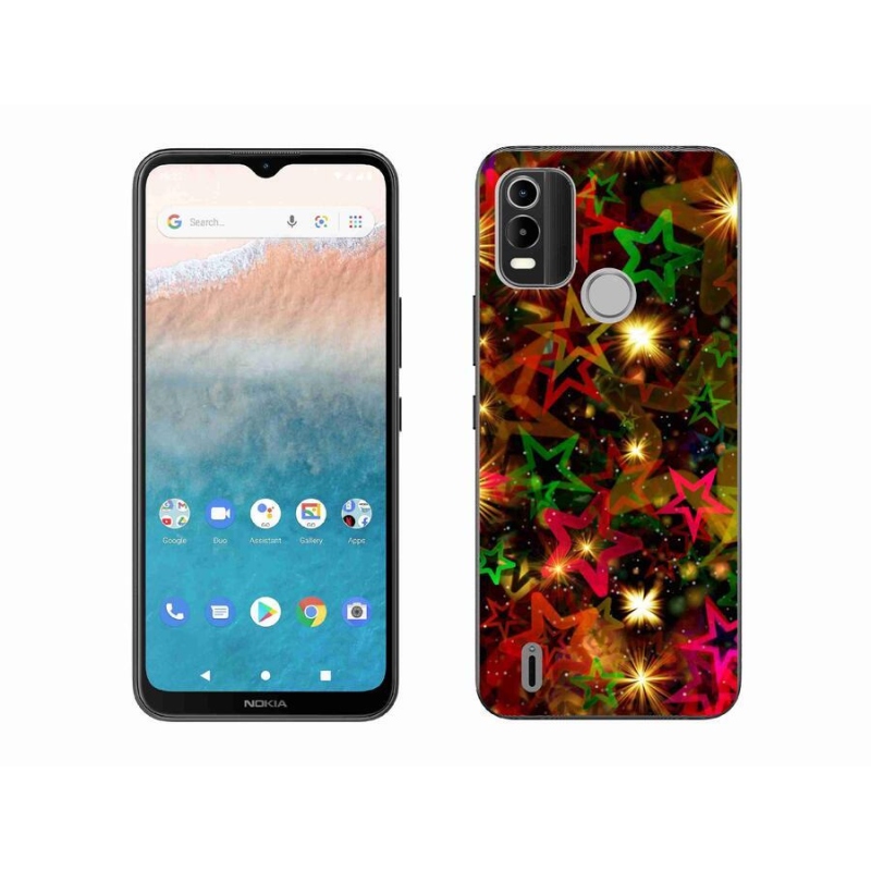 Zselés borítás mmCase mobiltelefonhoz Nokia C21 Plus - színes csillagok