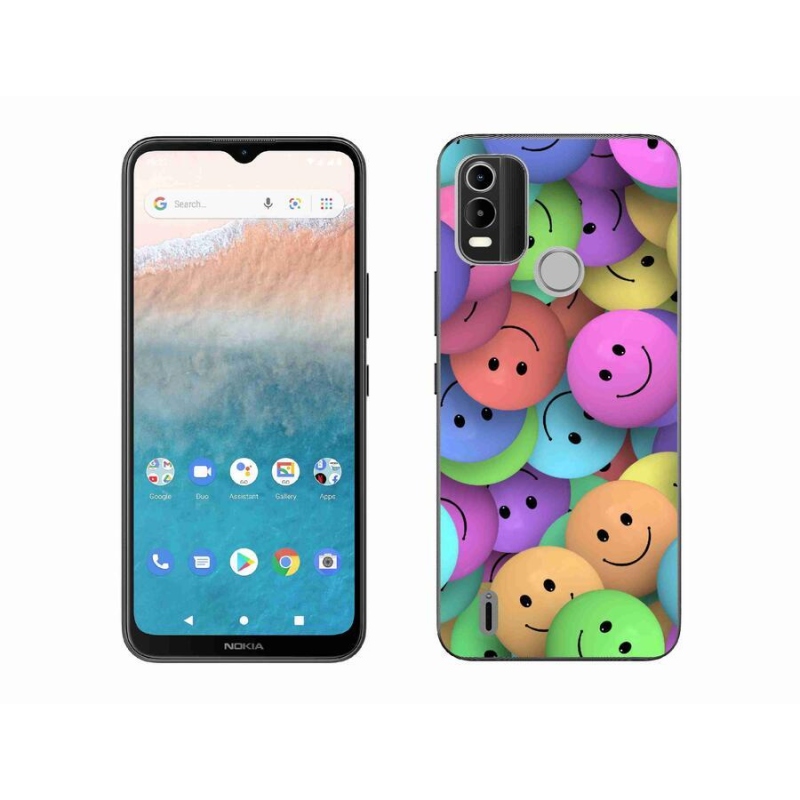 Zselés borítás mmCase mobiltelefonhoz Nokia C21 Plus - színes smiley-k