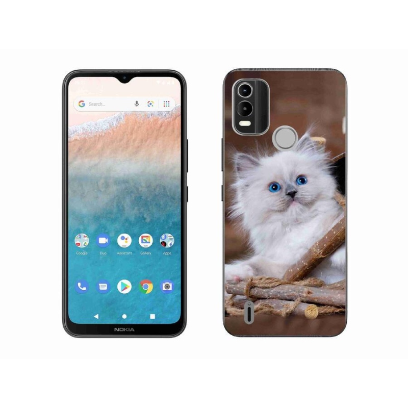 Zselés borítás mmCase a Nokia C21 Plus készülékhez - fehér cica