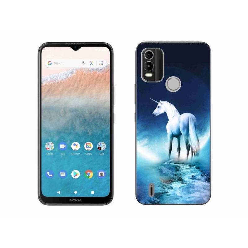 Zselés borítás mmCase a Nokia C21 Plus készülékhez - fehér egyszarvú