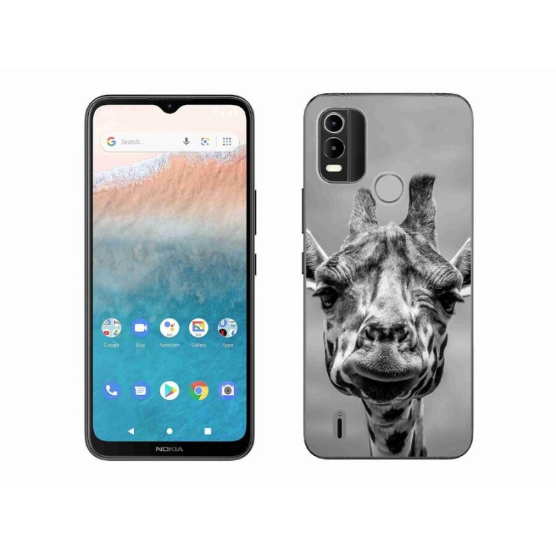 Zselés borítás mmCase a Nokia C21 Plus készülékhez - fekete-fehér zsiráf