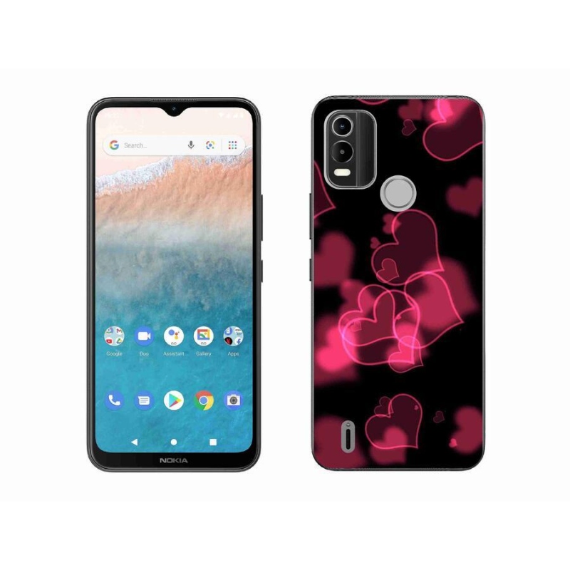 Zselés borítás mmCase a Nokia C21 Plus készülékhez - piros szívek
