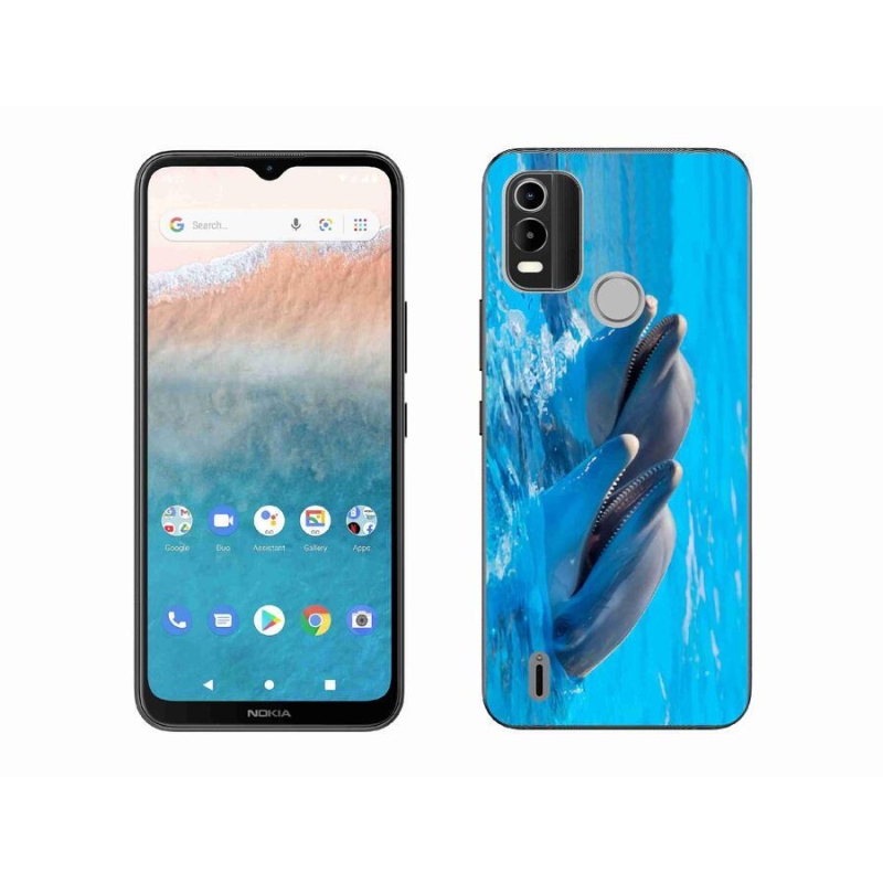 Zselés borítás mmCase mobiltelefonhoz Nokia C21 Plus - delfinek