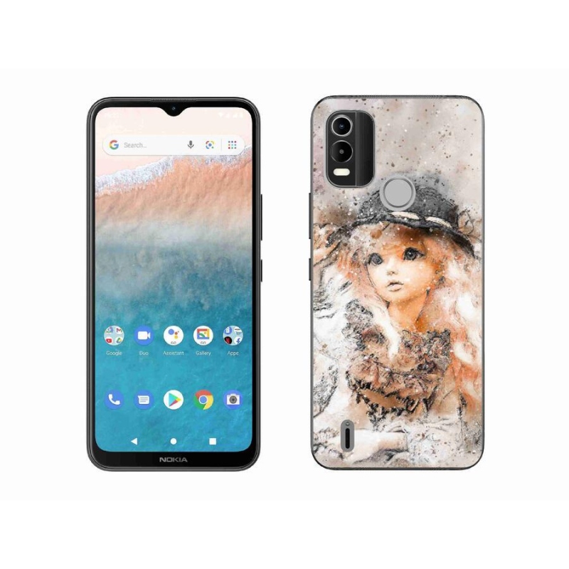 Zselés borító mmCase mobiltelefonhoz Nokia C21 Plus - lány kalappal