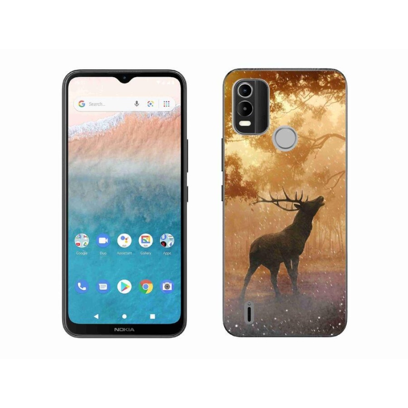Zselés borítás mmCase mobiltelefonhoz Nokia C21 Plus - szarvas a vadonban