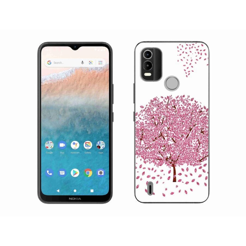 Zselés borító mmCase mobiltelefonhoz Nokia C21 Plus - rajzfilmfa levelekkel