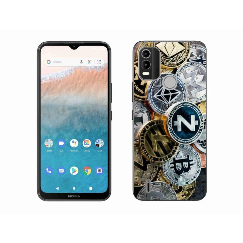 Zselés borítás mmCase a Nokia C21 Plus számára - kriptovaluták