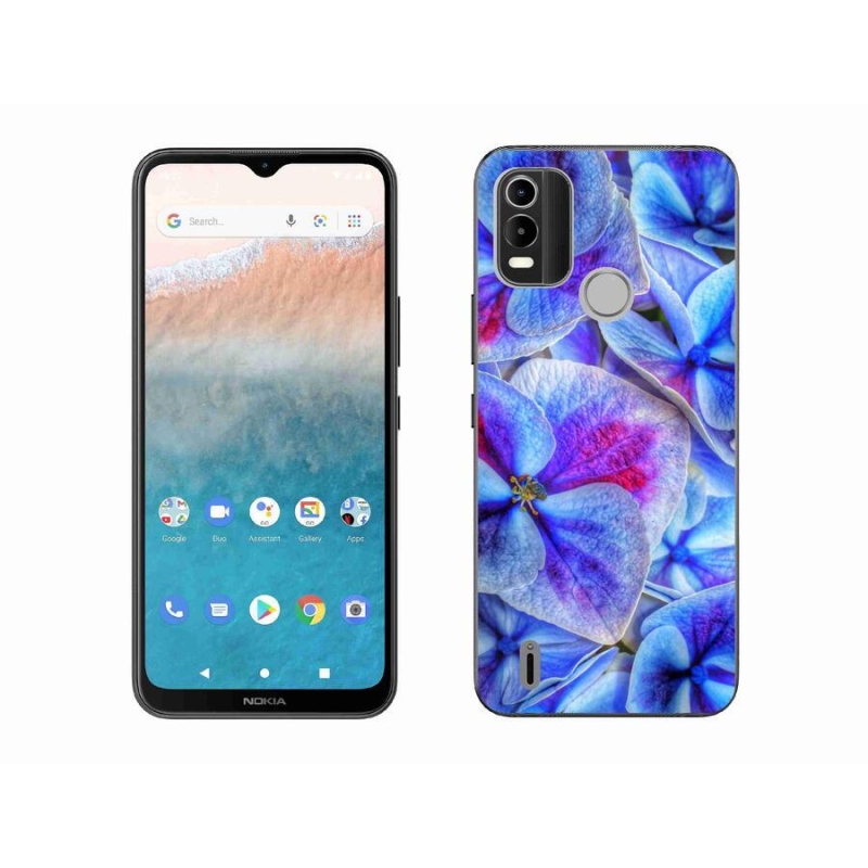 Gél védőhuzat mmCase mobiltelefonhoz Nokia C21 Plus - kék virágok 1