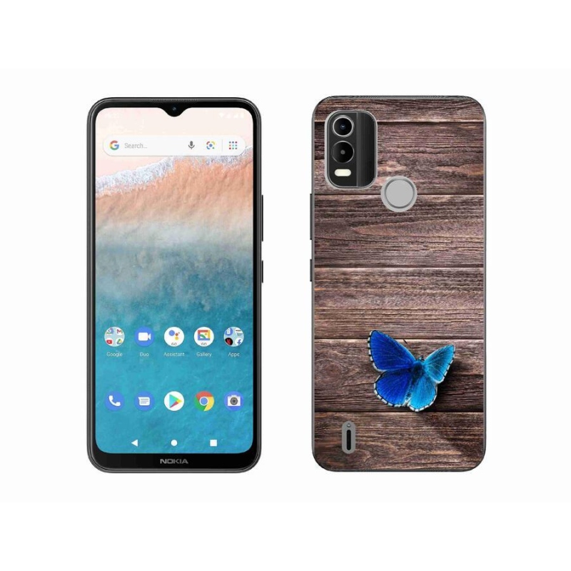 Gél védőhuzat mmCase mobiltelefonhoz Nokia C21 Plus - kék pillangó 1