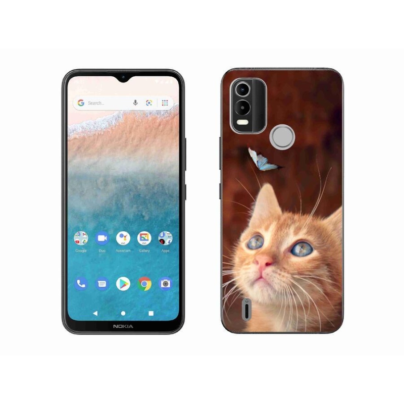 Zselés borító mmCase mobiltelefonhoz Nokia C21 Plus - pillangó és cica