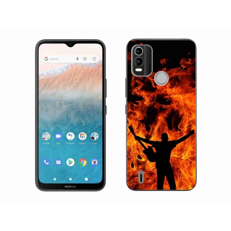 Zselés borítás mmCase mobil Nokia C21 Plus - zenész és tűz