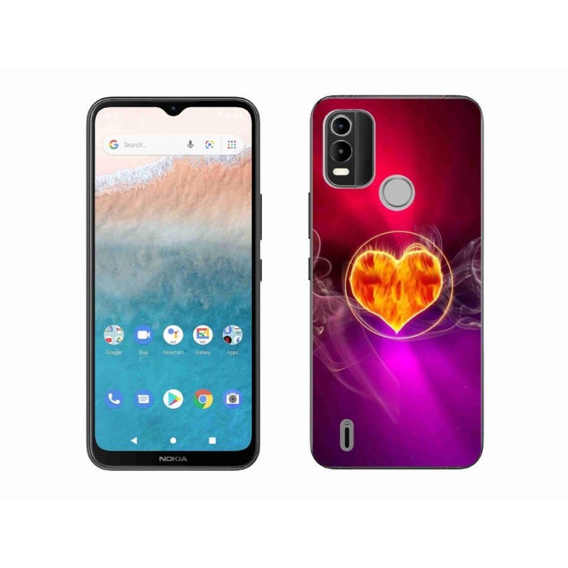 Zselés borítás mmCase mobiltelefonhoz Nokia C21 Plus - tüzes szív