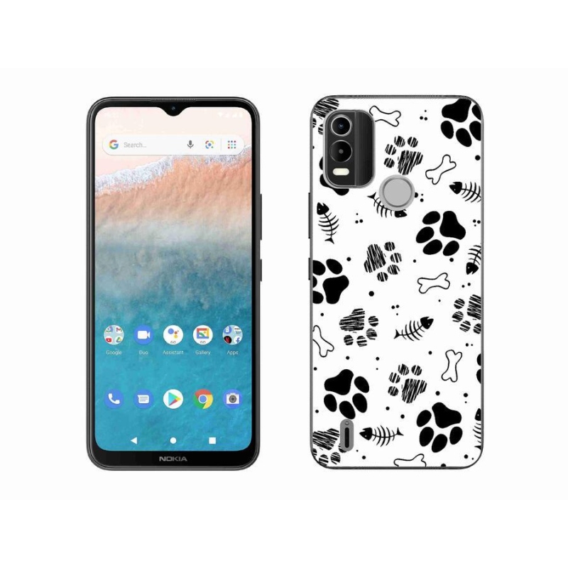 Zselés borítás mmCase mobiltelefonhoz Nokia C21 Plus - kutyamancsok 1