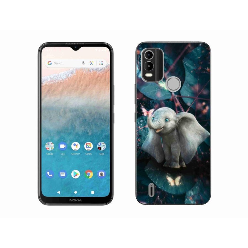 Zselés borítás mmCase mobiltelefonhoz Nokia C21 Plus - aranyos elefánt