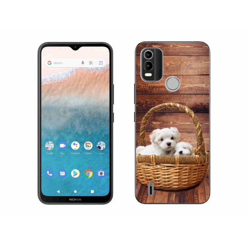 Zselés borítás mmCase mobiltelefonhoz Nokia C21 Plus - kölyökkutyák