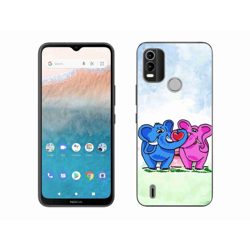 Zselés borítás mmCase mobiltelefonhoz Nokia C21 Plus - szerelmes elefántok