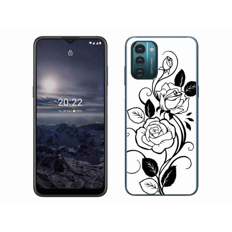 Zselés borítás mmCase a Nokia G11/G21 készülékhez - fekete és fehér rózsa