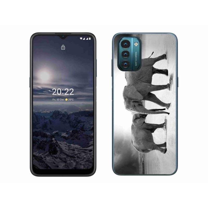 Zselés borítás mmCase a Nokia G11/G21 készülékhez - fekete és fehér elefántok
